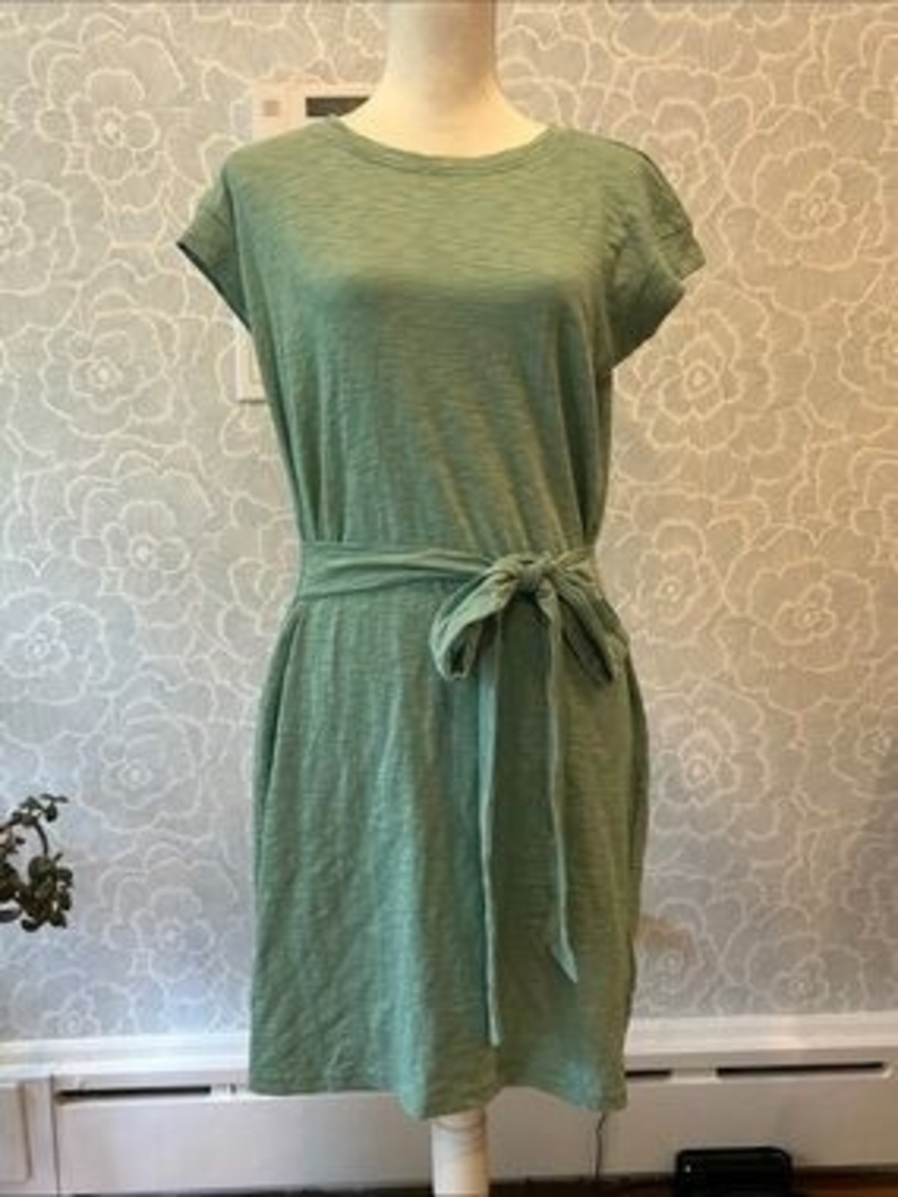 J. Crew Green Tie-Waist Midi Dress